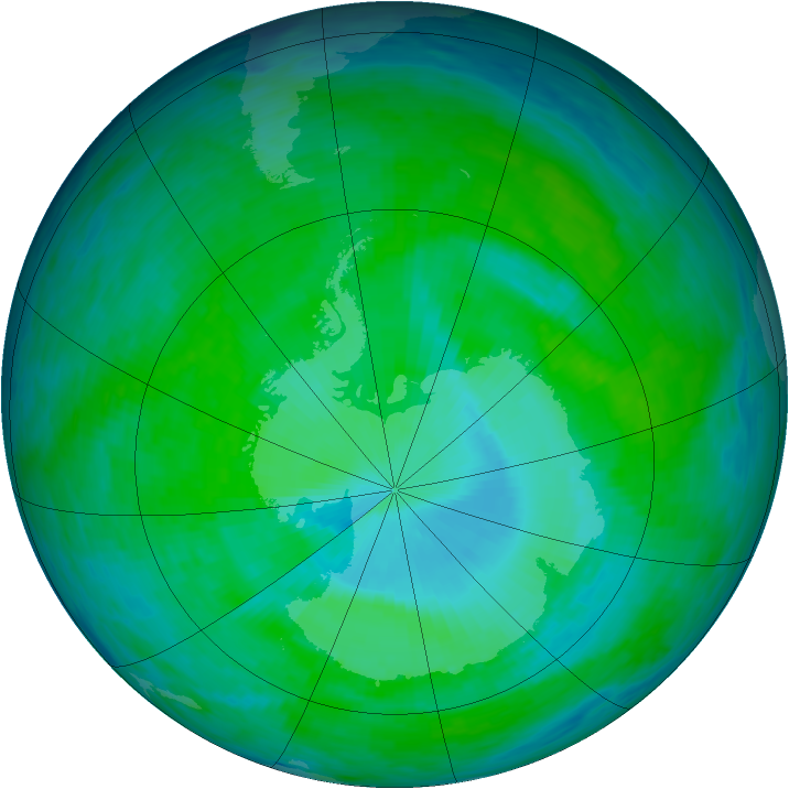 Antarctic ozone map for 14 December 1993